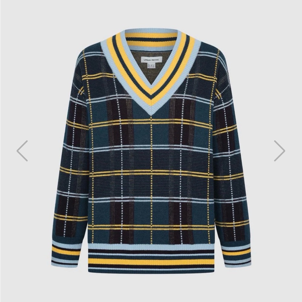 Urban Revivo Multicolor Plaid V-Neck Sweater